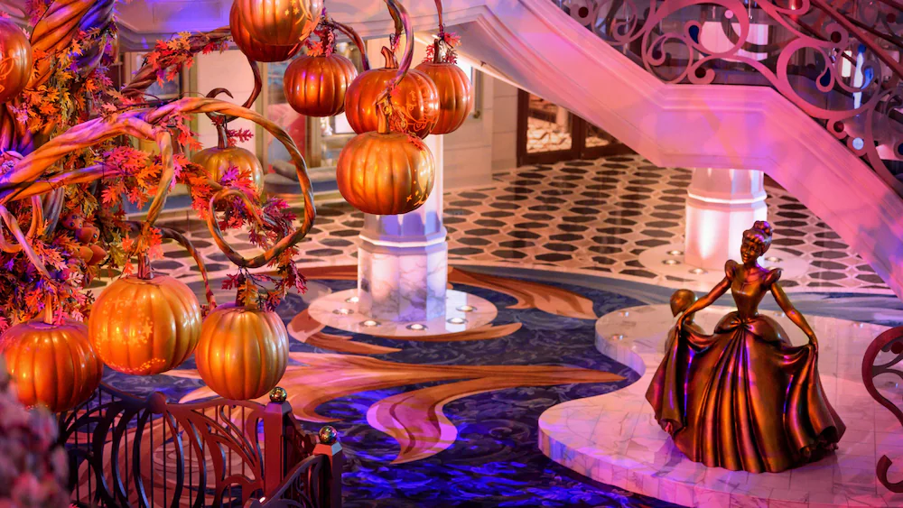 halloween themed cruise lobby