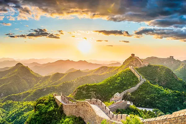 Great Wall of China overlook Sunrise