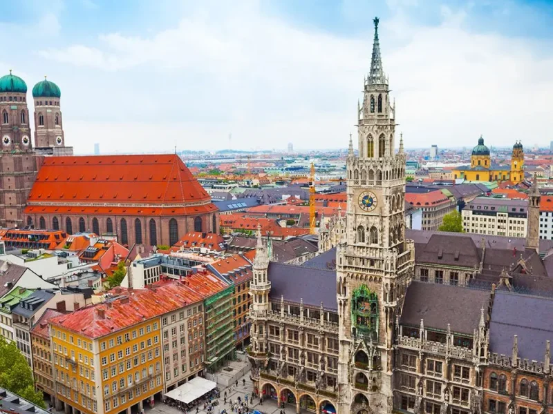 downtown view of Munich, Germany and its buildings